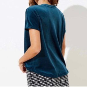 Loft Velvet Teal V Neck Top
